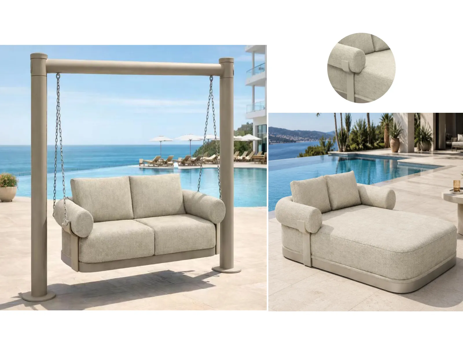 Outdoor Swing Loveseat & Chaise Lounge Set, Matching Patio Furniture