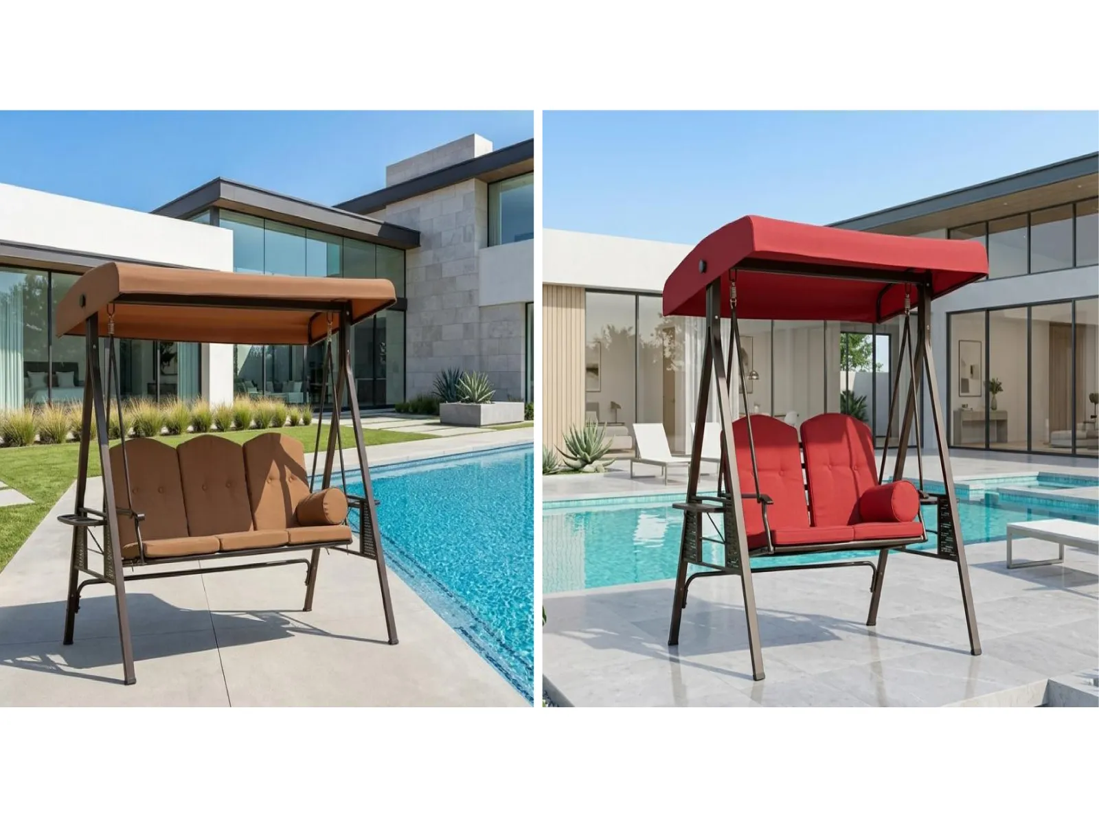 Outdoor Canopy Swing Chair, 2/3-Seater Patio Glider Swing