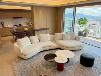 Custom Curved Bouclé Modular Sofa Set | Villa Penthouse Loose Furniture