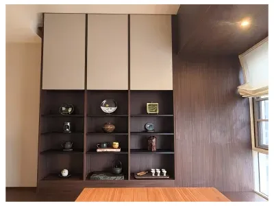 Dark Wood Minimalist Home | Custom Sideboard & Tea Room Interior