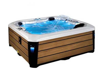 Square Luxury Hot  Spa, Waterfall Feature & LED Lighting