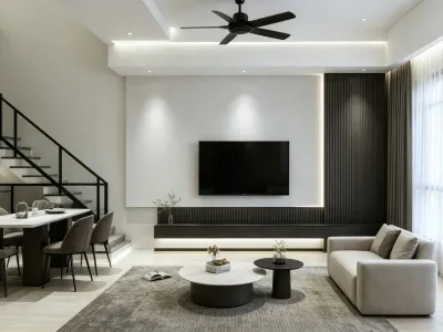 Modern Dark Accent Double-Storey Villa Whole House Furnishing Scheme