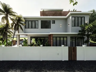 Tropical Two-Story Detached Villa Exterior & Outdoor Furnishing Reference Scheme