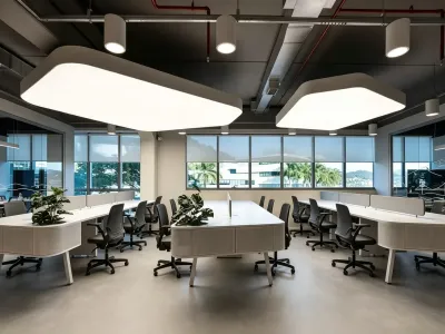 Light Wood Modern Open Office Workstation & Pantry Leisure Area Furnishing Project