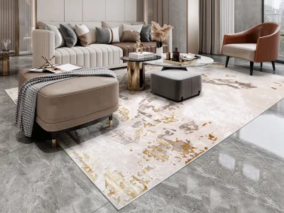 Modern Luxury Abstract Polyester Shiny Silk Area Rug