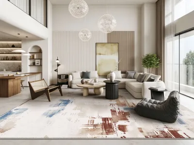 Modern Abstract Art Texture Polyester Area Rug