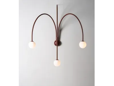 Modern Arch Ball Wall Lamp, Curved Sconce with Glass Balls for Bedroom & Living Room