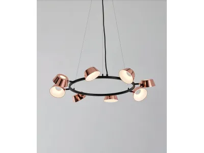 Modern Ring Pendant Light, Black Frame Rose Gold LED Chandelier for Dining Room & Kitchen