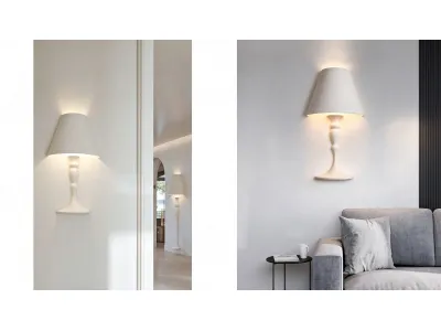 Modern Sculptural White Wall Lamp, Minimalist Cone Sconce for Living Room & Bathroom