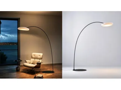 Modern Arc Floor Lamp, Curved LED Standing Lamp for Living Room & Bedroom
