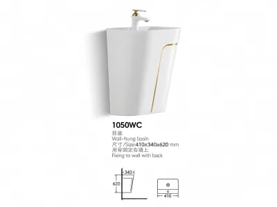 all Wall Hung Ceramic Basin 1050WC, Luxury Gold Line Wall Mount Sink