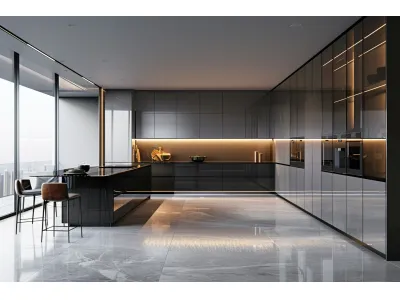 Smoked Glass Aluminum Cabinets