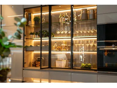 Glass Front Corner Cabinets