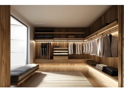 Wood Tone Open Wardrobes